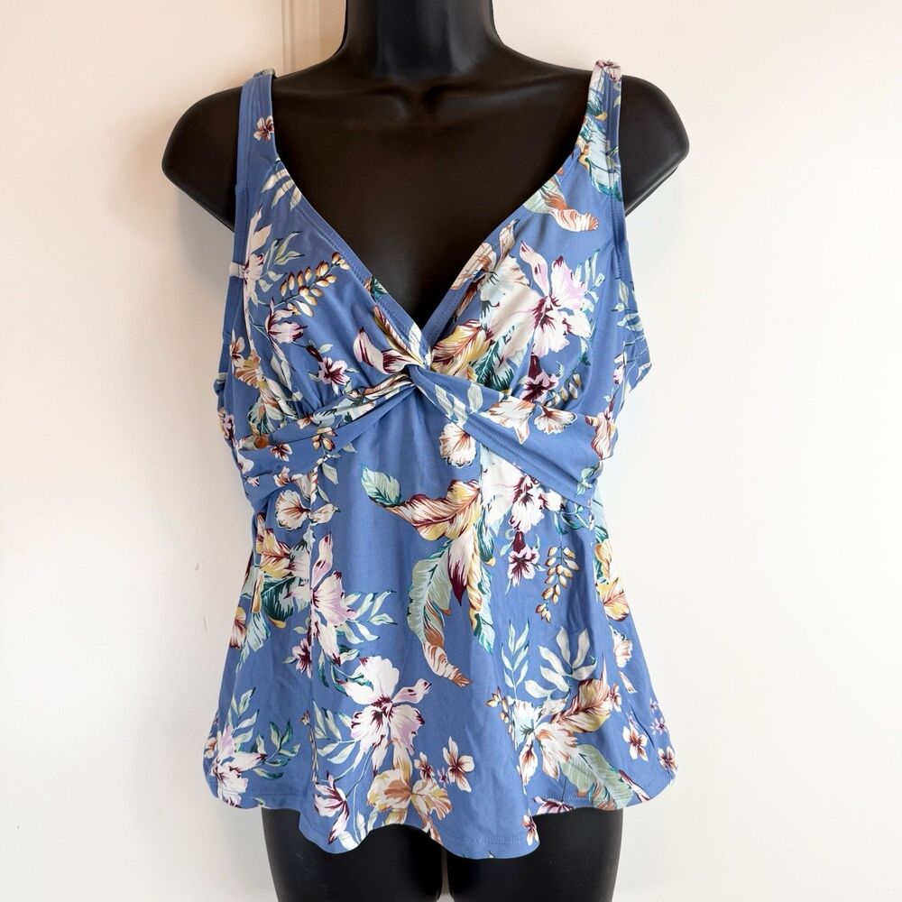 JANTZEN TANKINI  BLUE FLORAL, UNDERWIRE BRA,ADJ STRPS RET$84.00